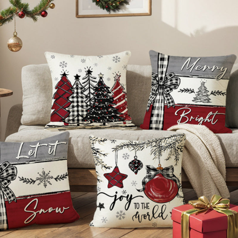 Christmas Cushion Cover Pillowcase Merry Christmas Decor For Home 2024 Xmas Ornament Happy New Year Gift