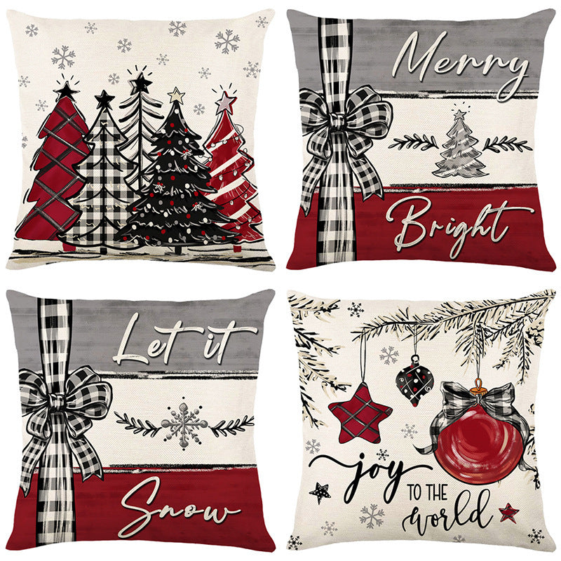 Christmas Cushion Cover Pillowcase Merry Christmas Decor For Home 2024 Xmas Ornament Happy New Year Gift